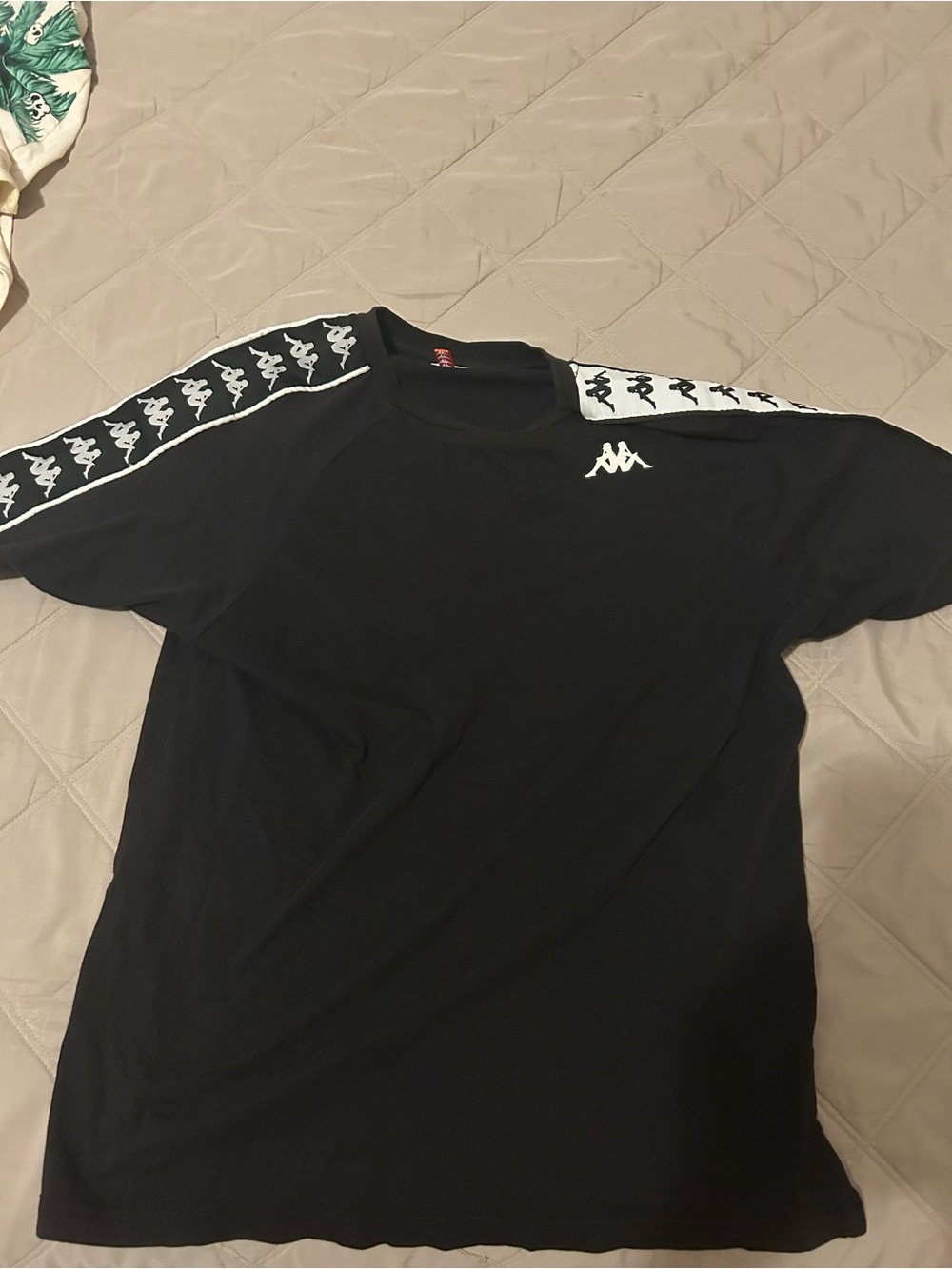 Kappa Black Short Sleeve Tee with White Logo Tape